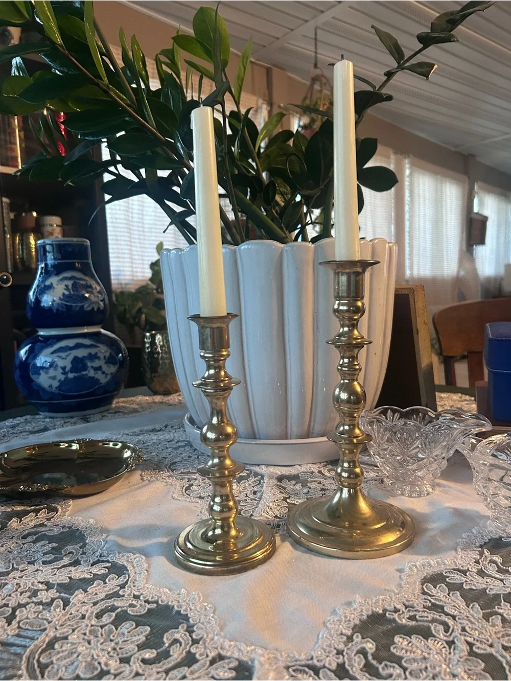 Brass Candlestick Pair – Classic Gold Home Accent, Vintage